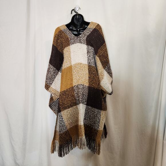 FALLS CREEK Mustard Yellow Brown Cream Tartan Plaid Reverse To Brown Cream Check - Picture 3 of 12